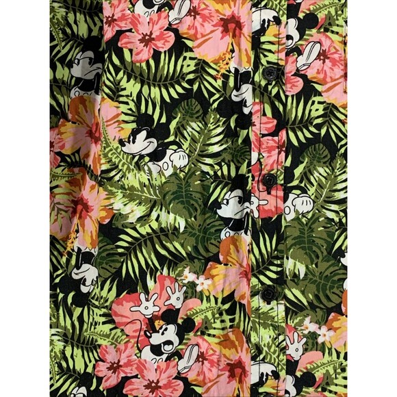 Disney Mickey Mouse Floral Hawaiian Shirt Mens L Button Up Tropical Authentic - Picture 3 of 6